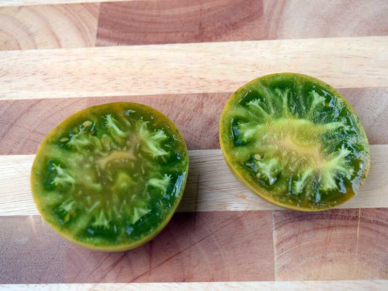 aunt ruby's german green tomato cut open inside