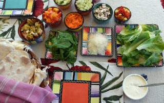 soaked pita veggie wraps ingredients arrange on table